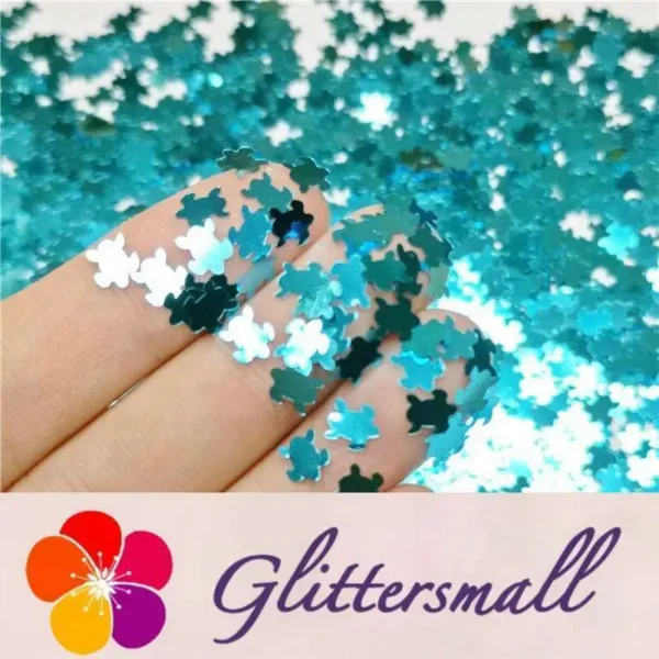 6mm Turtles Shaped Sky Blue Glitter B0711
