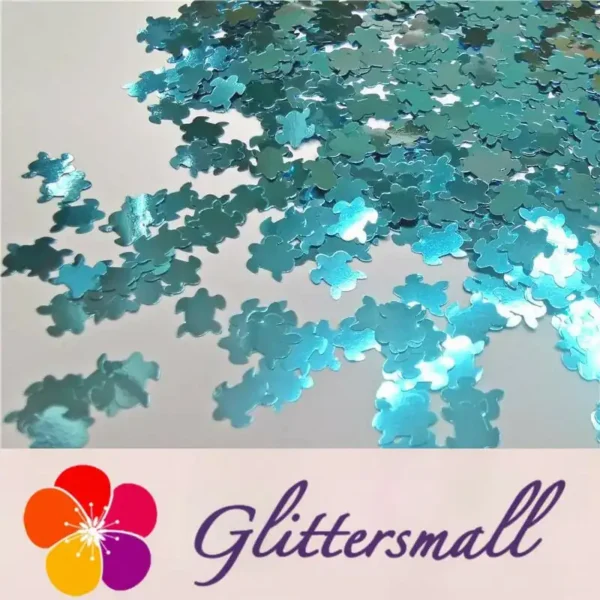 6mm Turtles Shaped Sky Blue Glitter B0711