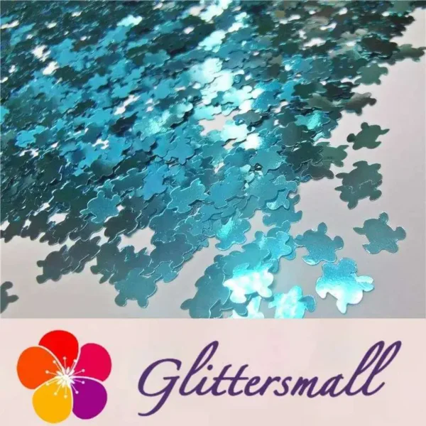 6mm Turtles Shaped Sky Blue Glitter B0711