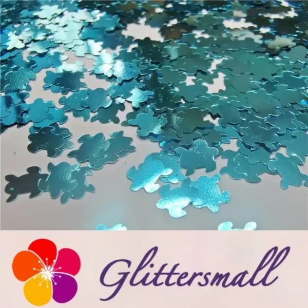 6mm Turtles Shaped Sky Blue Glitter B0711