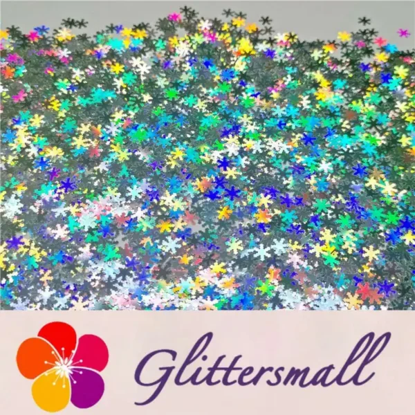 6mm Holographic Silver Snowflake Shaped Glitter LB100