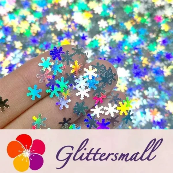 6mm Holographic Silver Snowflake Shaped Glitter LB100