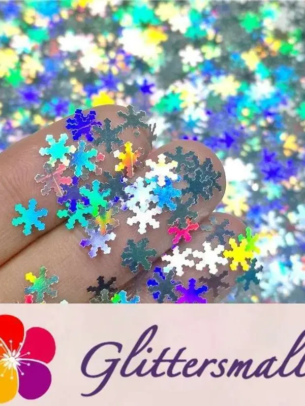 6mm Holographic Silver Snowflake Shaped Glitter LB100