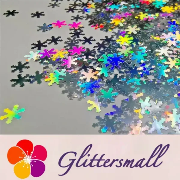 6mm Holographic Silver Snowflake Shaped Glitter LB100