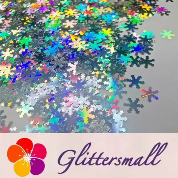 6mm Holographic Silver Snowflake Shaped Glitter LB100