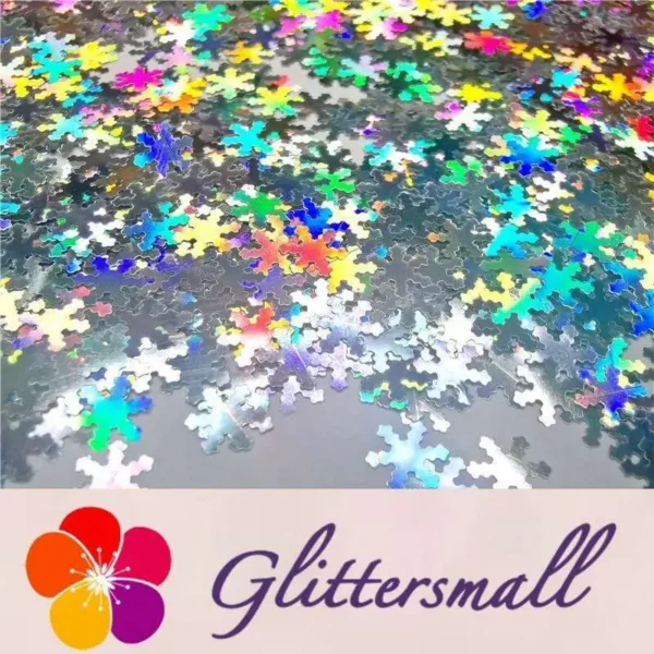6mm Holographic Silver Snowflake Shaped Glitter LB100
