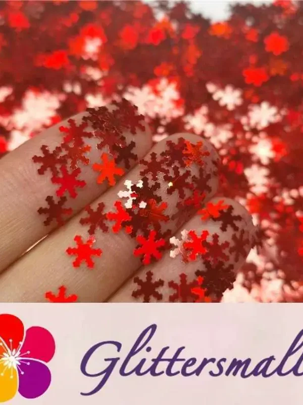 6mm Holographic Red Snowflake Shaped Glitter LB300