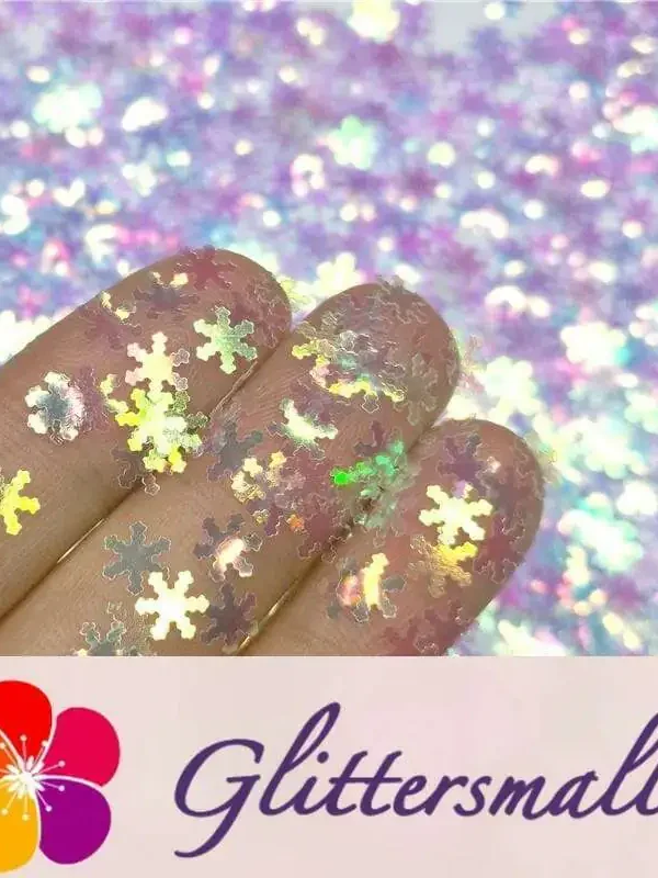 6mm Snowflake Shaped Dream Blue Iridescent Glitter C004
