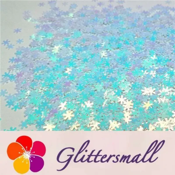 IMG_20191113_213556_532221b3-866a-40b2-96cb-8a96adaf5a14.webp 6mm Snowflake Shaped Ice Blue Iridescent Glitter C021R