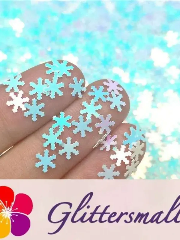 6mm Snowflake Shaped Ice Blue Iridescent Glitter C021R
