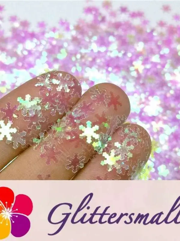 6mm Snowflake Shaped Dream Pink Iridescent Glitter C003