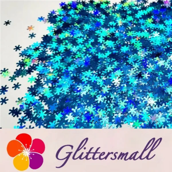 6mm Holographic Sky Blue Snowflake Shaped Glitter LB700