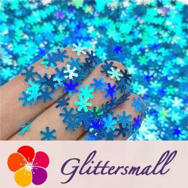 6mm Holographic Sky Blue Snowflake Shaped Glitter LB700
