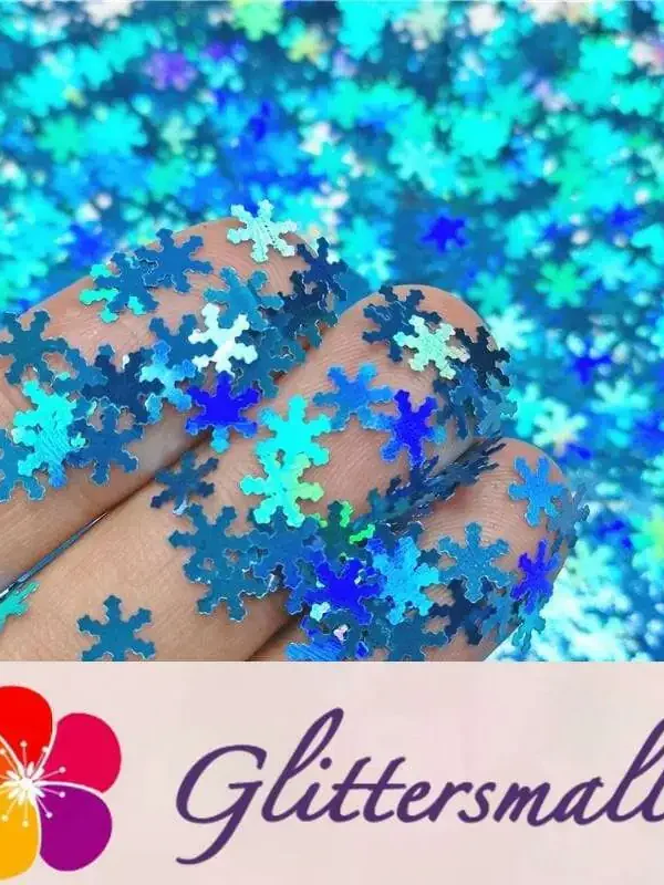 6mm Holographic Sky Blue Snowflake Shaped Glitter LB700