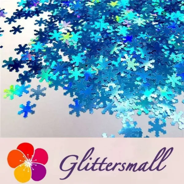 6mm Holographic Sky Blue Snowflake Shaped Glitter LB700