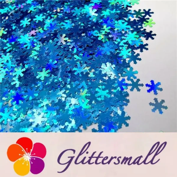 6mm Holographic Sky Blue Snowflake Shaped Glitter LB700