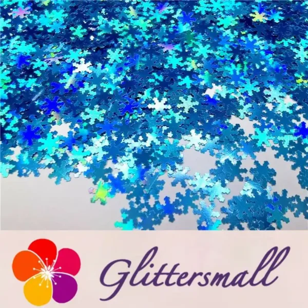 6mm Holographic Sky Blue Snowflake Shaped Glitter LB700