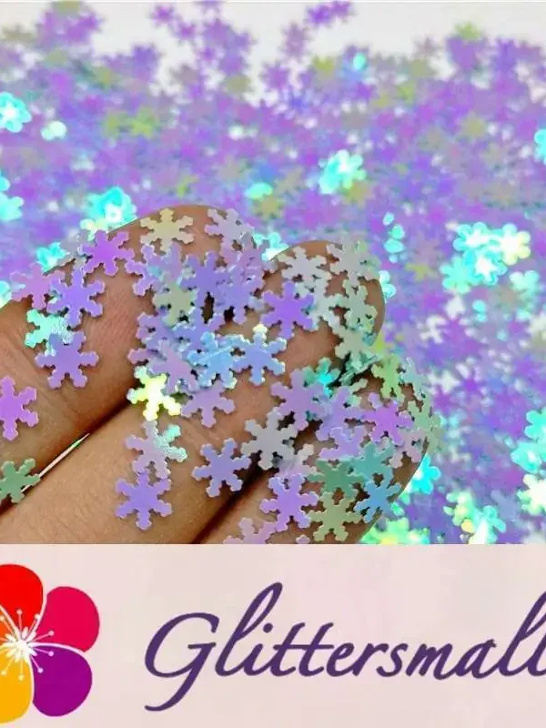 6mm Snowflake Shaped Dream Light Blue Iridescent Glitter C007R
