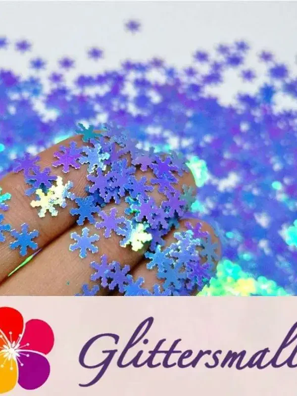 6mm Snowflake Shaped Dream Sky Blue Iridescent Glitter C011R