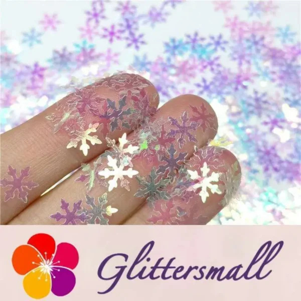 9mm Snowflake Shaped Iridescent Glitter C004