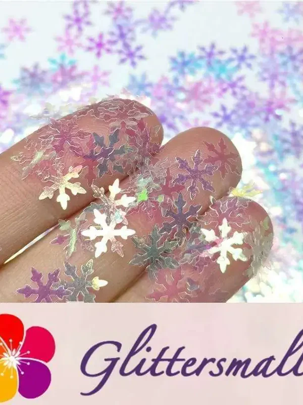9mm Snowflake Shaped Iridescent Glitter C004