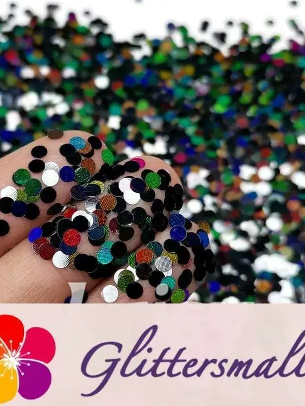 3mm Round Shapes Laser Black Glitter LB01000