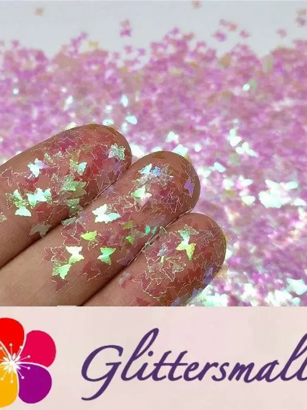 3mm Butterfly Shaped Iridescent Dream Pink Glitter C003