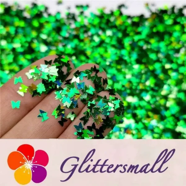 IMG_20191226_221226.webp 3mm Butterfly Shaped Holographic Green Glitter LB600
