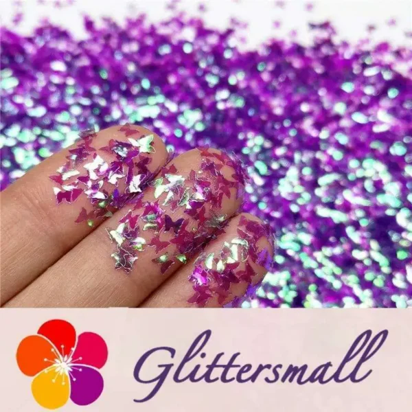 IMG_20191226_221608.webp 3mm Butterfly Shaped Iridescent Purple Glitter C006