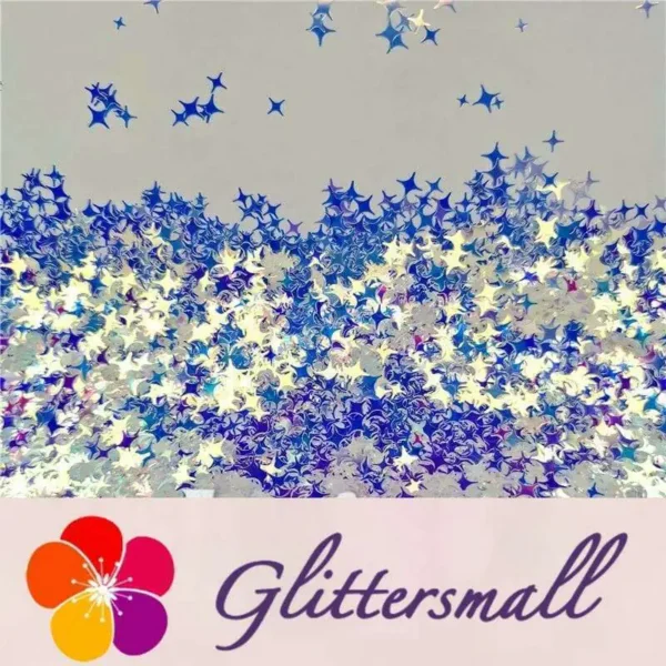 IMG_20191227_165338_51dfe202-e389-4945-8d38-6599f7f3c3f6.webp 3/4/5mm Four Pointed Star Mixed Royal Blue Iridescent Glitter FE-F321A