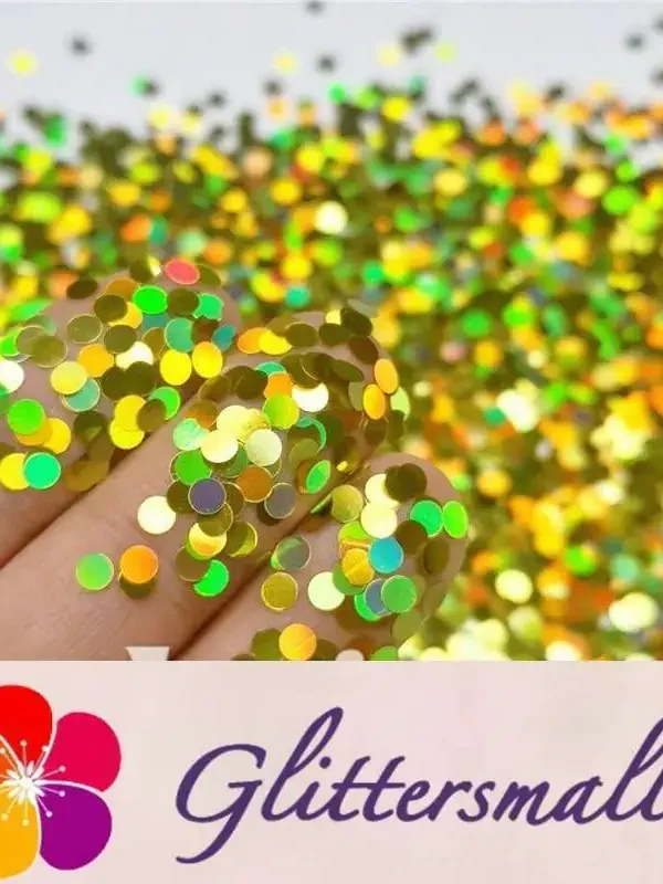 3mm Round Shaped Holographic Gold Glitter LB0210