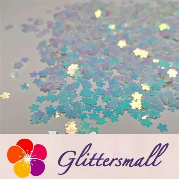 IMG_20191230_210340_18c2edca-8210-4f19-a9e9-f44c27287843.webp 5mm Cherry Blossoms (Sakura) Shaped Iridescent Ice Blue Glitter C021R