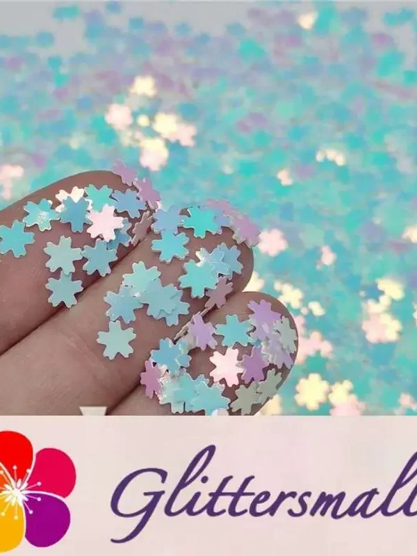 5mm Cherry Blossoms (Sakura) Shaped Iridescent Ice Blue Glitter C021R