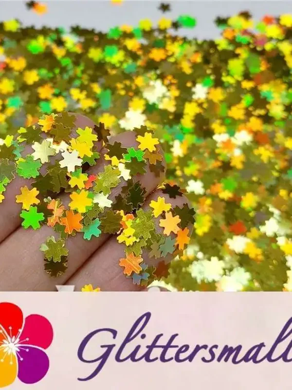 5mm Cherry Blossoms (Sakura) Shaped Holographic Gold Glitter LB0210