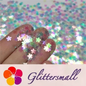 5mm Cherry Blossoms (Sakura) Shaped Iridescent Rainbow Glitter C022