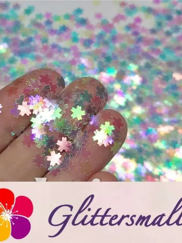 5mm Cherry Blossoms (Sakura) Shaped Iridescent Rainbow Glitter C022
