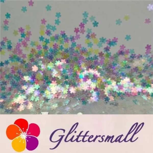 IMG_20191230_211451_7dbe1d9e-6221-40b8-8d5b-f23176691f14.webp 5mm Cherry Blossoms (Sakura) Shaped Iridescent Rainbow Glitter C022