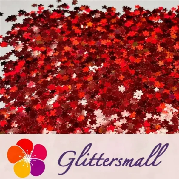 5mm Cherry Blossoms Shaped Holographic Red Glitter LB0300