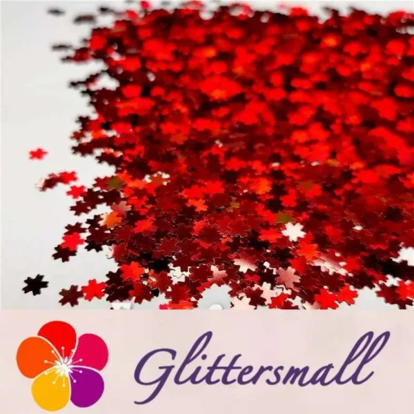 5mm Cherry Blossoms Shaped Holographic Red Glitter LB0300