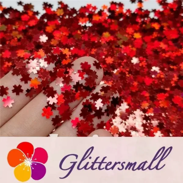 5mm Cherry Blossoms Shaped Holographic Red Glitter LB0300