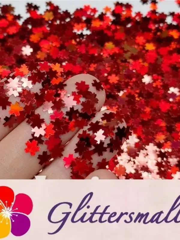 5mm Cherry Blossoms Shaped Holographic Red Glitter LB0300