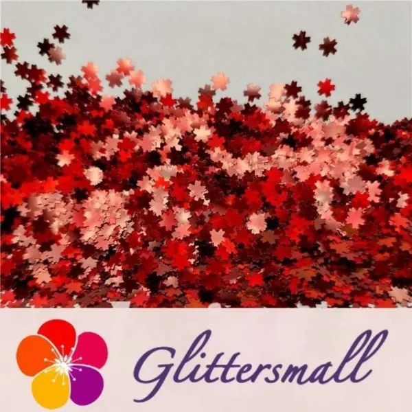 5mm Cherry Blossoms Shaped Holographic Red Glitter LB0300