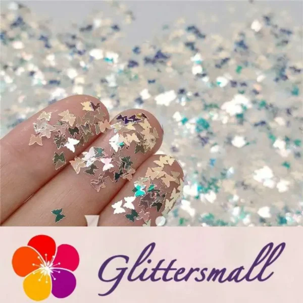 3mm Butterfly Shaped Green Iridescent Glitter LZ321A