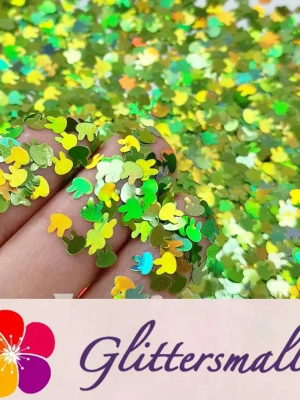 4mm Rabbit Bunny Shapes Laser Green Glitter LB0601