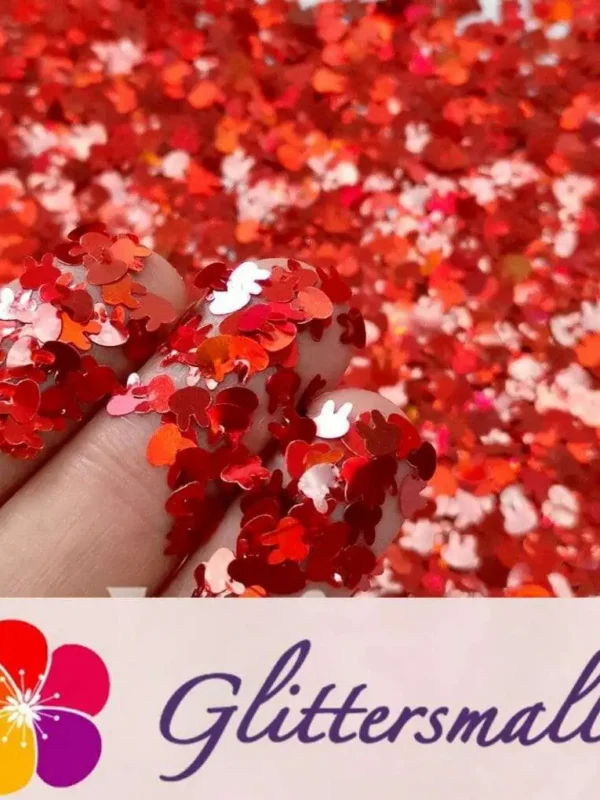 4mm Rabbit Shapes Laser Red Glitter LB0300