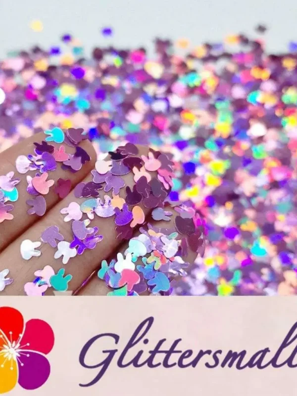 4mm Rabbit Bunny Shapes Laser Pink Glitter LB0901