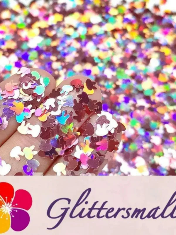 4mm Rabbit Bunny Shapes Laser Hazy Pink Glitter LB0911