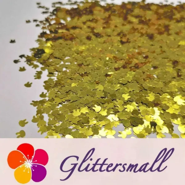 4mm Rabbit Bunny Shapes Gold Glitter B0203