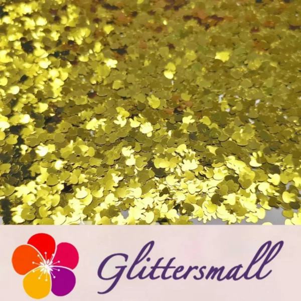 4mm Rabbit Bunny Shapes Gold Glitter B0203