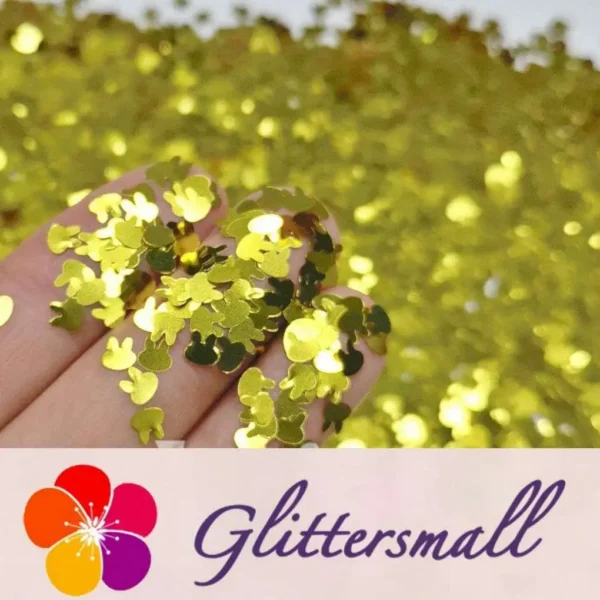 4mm Rabbit Bunny Shapes Gold Glitter B0203